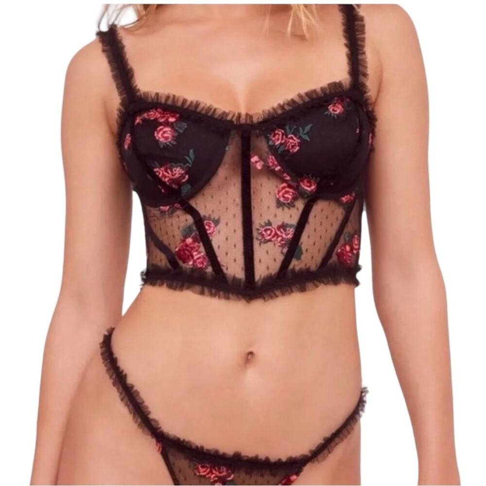 For Love & Lemons Rosebud Black Bustier Corset Top XS